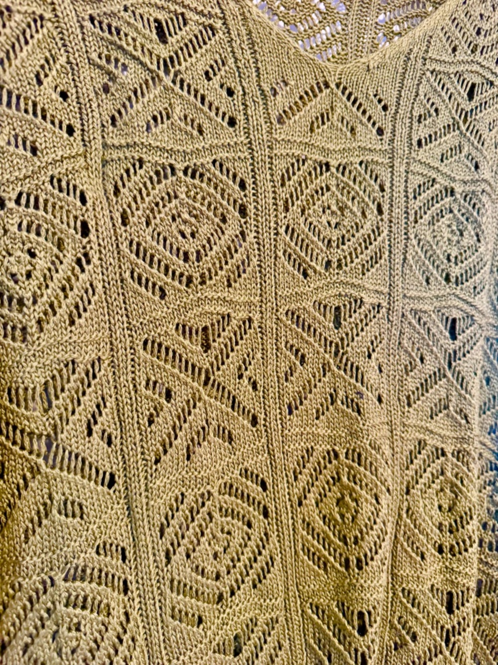 Olive Green Crochet Sweater Top XL - Picture 3 of 3